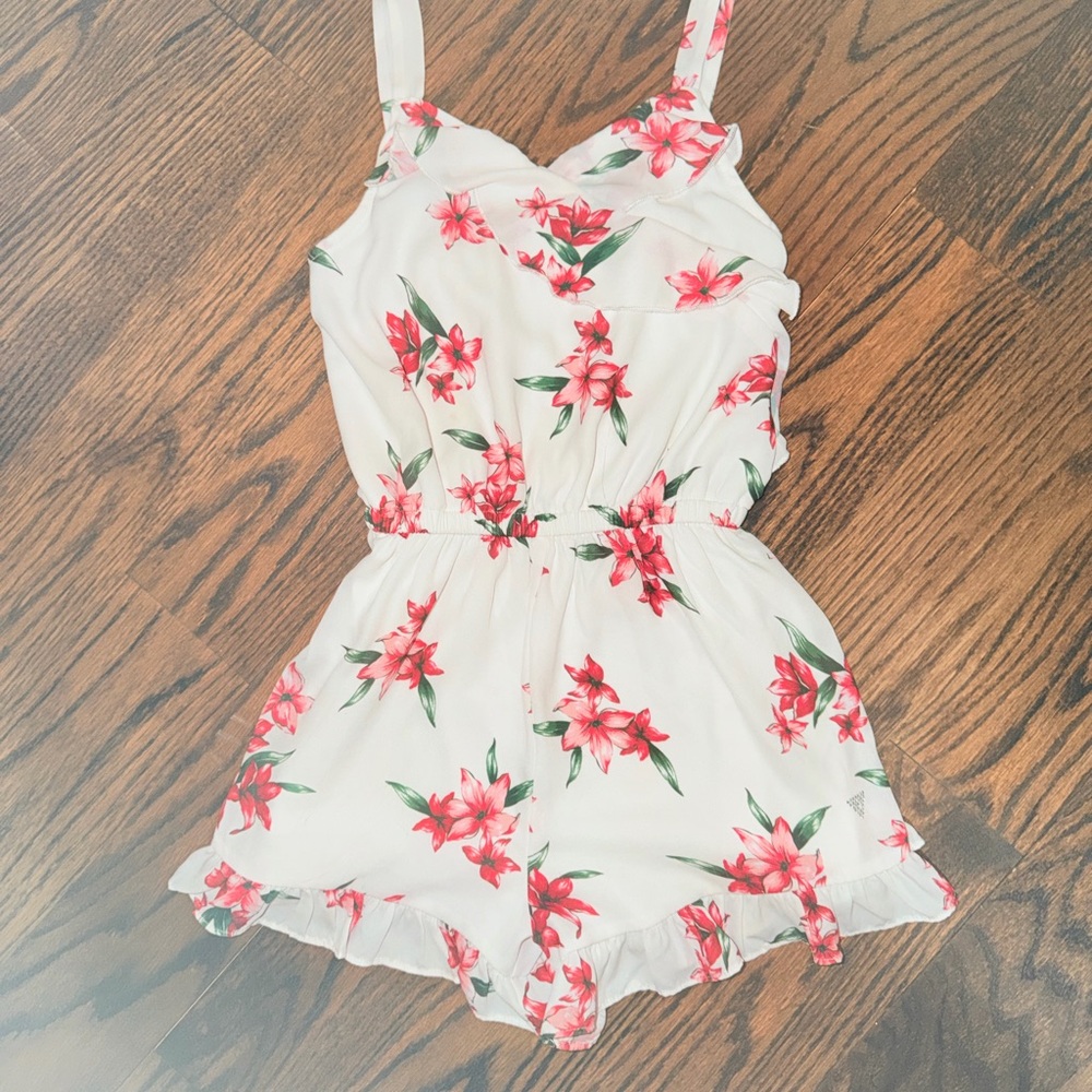 Guess White and Red Floral Kids One Piece